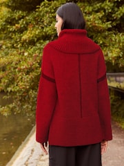 Red Oversized Roll Neck Jumper - Image 3 of 5