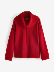Red Oversized Roll Neck Jumper - Image 4 of 5