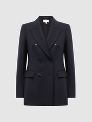 Reiss Navy Kali Wool Double Breasted Suit Blazer - Image 2 of 6