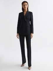 Reiss Navy Kali Wool Double Breasted Suit Blazer - Image 3 of 6