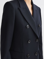 Reiss Navy Kali Wool Double Breasted Suit Blazer - Image 4 of 6