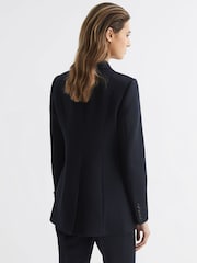 Reiss Navy Kali Wool Double Breasted Suit Blazer - Image 5 of 6