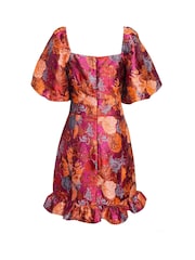 Rochie mini din jacard cu mânecă bufantă Another Sunday Roz Floral - Image 5 of 6