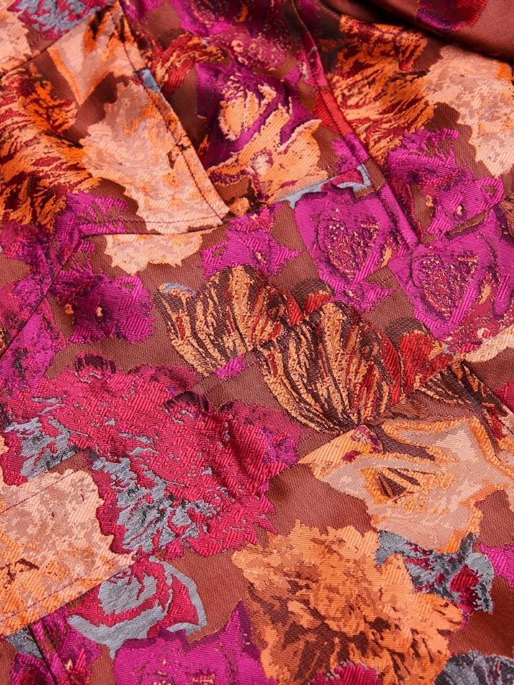 Another Sunday Rosa geblümtes Jacquard-Minikleid mit Puffärmeln - Bild 6 von 6 Another Sunday Rosa geblümtes Jacquard-Minikleid mit Puffärmeln - Bild 6 von 6