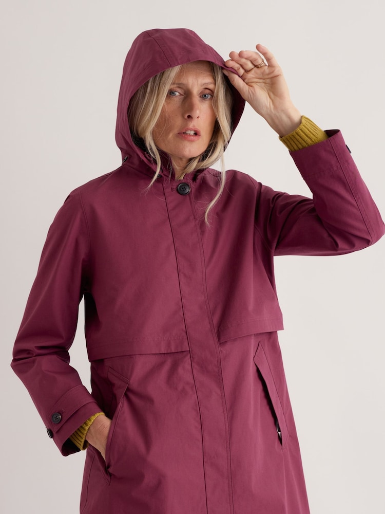 Seasalt Cornwall Purple Sea Lights Trench Coat - Image 2 of 5 Seasalt Cornwall Purple Sea Lights Trench Coat - Image 2 of 5