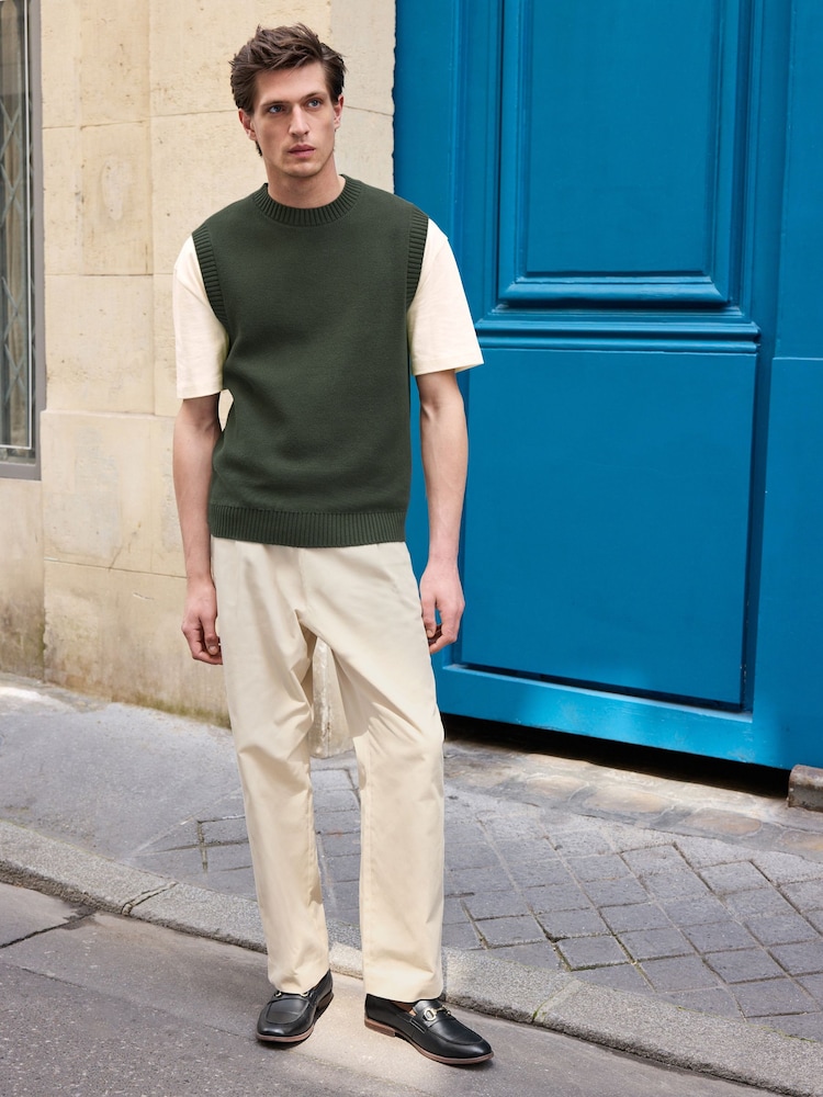 Green 100% Cotton Rib Crew Neck Knitted Tank - Image 2 of 6