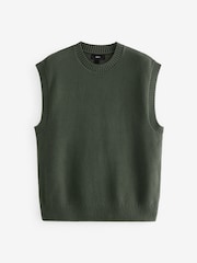 Green 100% Cotton Rib Crew Neck Knitted Tank - Image 4 of 6