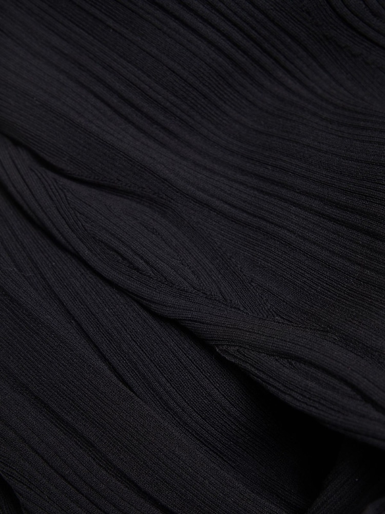 Another Sunday Gestricktes geripptes kurzärmeliges schwarzes Midikleid - Bild 6 von 6 Another Sunday Gestricktes geripptes kurzärmeliges schwarzes Midikleid - Bild 6 von 6