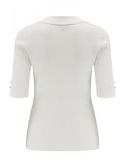 Pour Moi Cream Eva Rib Knit Half Sleeve Top with LENZING™ ECOVERO™ Viscose - Image 4 of 4