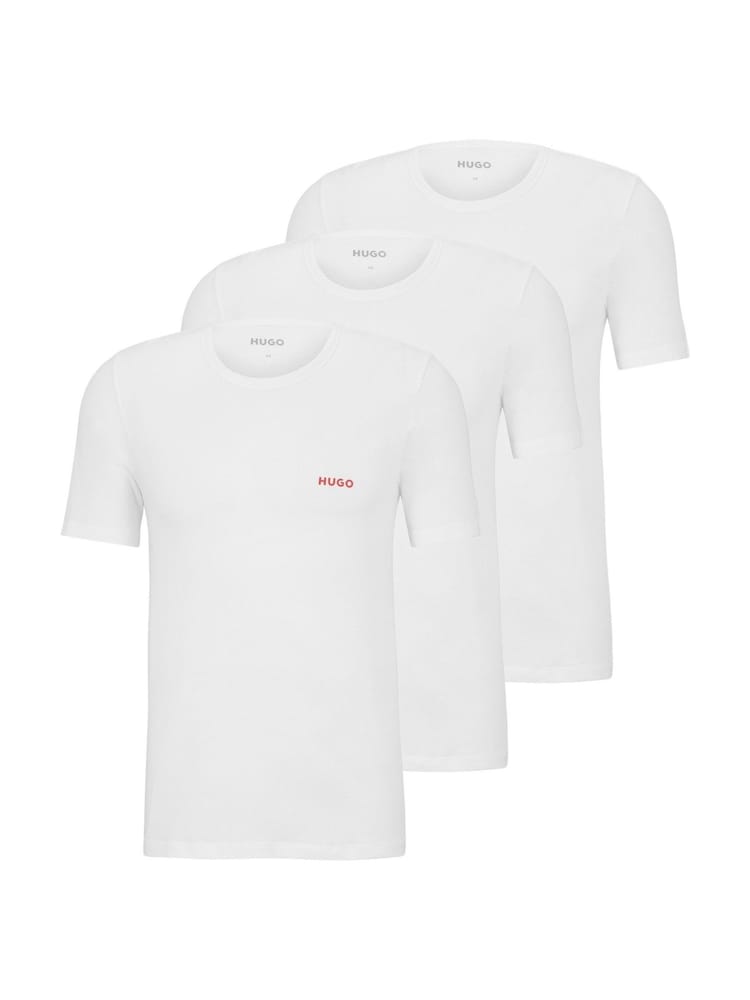 HUGO White 100% Cotton T-Shirts 3 Pack - Image 1 of 5