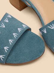 White Stuff Blue Ivy Suede Heel Sandals - Image 4 of 4