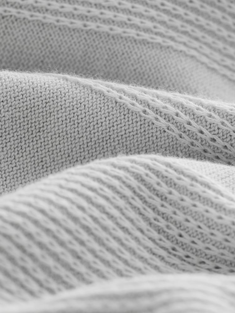 Grey Knitted Long Sleeve 100% Cotton Polo Shirt - Image 8 of 8