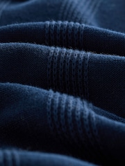 Navy Blue Knitted Long Sleeve 100% Cotton Polo Shirt - Image 7 of 7