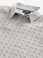 Grey Cable Gingham Crew Neck Regular 100% Cotton Mock Shirt Jumper - Image 6 of 7