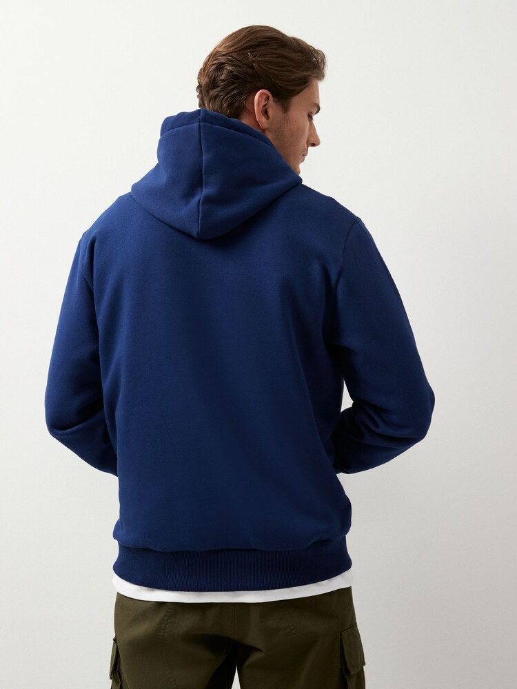 Bright Blue Regular Fit Jersey Cotton Rich Overhead Hoodie - Image 3 of 8