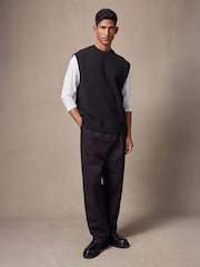 Black 100% Cotton Rib Crew Neck Knitted Tank - Image 2 of 7