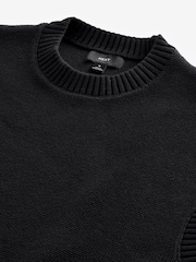 Black 100% Cotton Rib Crew Neck Knitted Tank - Image 6 of 7