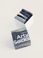 Seasalt Cornwall Blue Gift Box of 4 Arty Scenic Socks - Image 2 of 3
