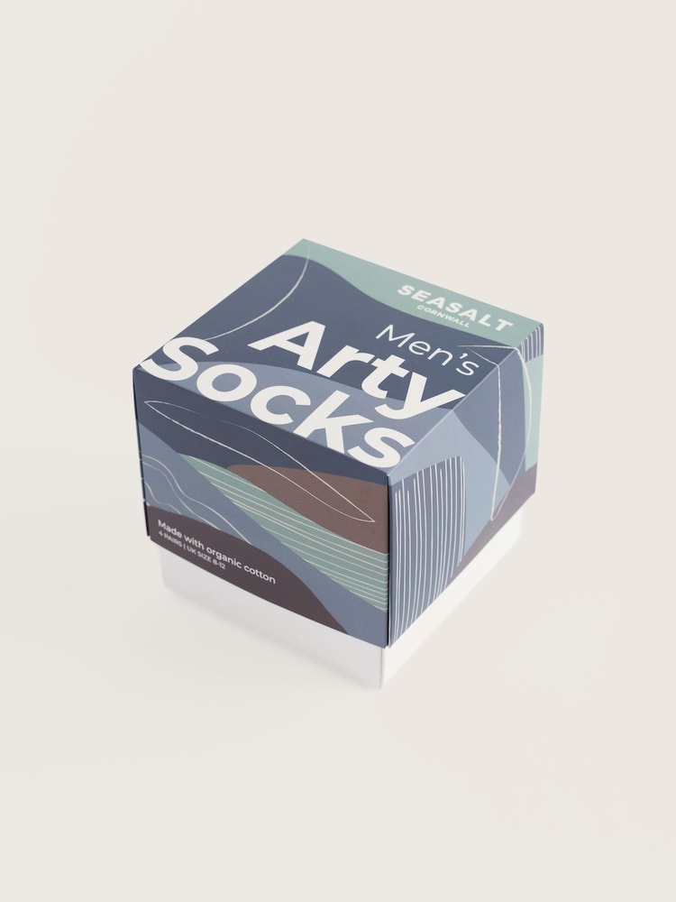 Seasalt Cornwall Blue Gift Box of 4 Arty Scenic Socks - Image 3 of 3 Seasalt Cornwall Blue Gift Box of 4 Arty Scenic Socks - Image 3 of 3