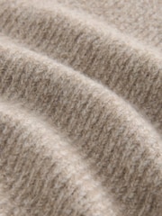 Ecru White Rib Relaxed Fit Premium Soft Touch Quarter Zip Jumper with Wool - Image 7 of 7