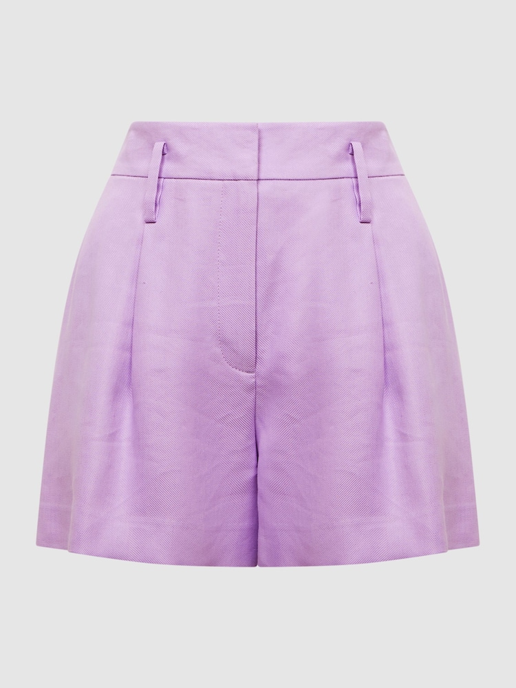 Reiss Lilac Hollie Linen Pleat Front Shorts - Image 2 of 8