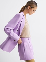 Reiss Lilac Hollie Linen Pleat Front Shorts - Image 4 of 8
