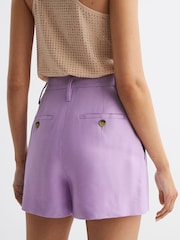 Reiss Lilac Hollie Linen Pleat Front Shorts - Image 5 of 8