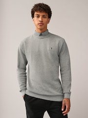 Grey Gingham Crew Neck Regular 100% Cotton Mock Shirt Jumper - Image 2 of 7