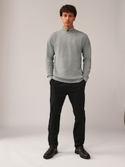 Grey Gingham Crew Neck Regular 100% Cotton Mock Shirt Jumper - Image 3 of 7