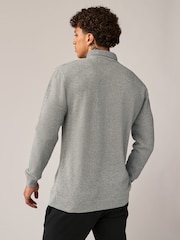 Grey Gingham Crew Neck Regular 100% Cotton Mock Shirt Jumper - Image 4 of 7