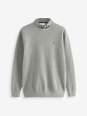 Grey Gingham Crew Neck Regular 100% Cotton Mock Shirt Jumper - Image 5 of 7