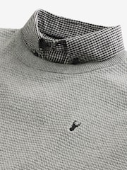 Grey Gingham Crew Neck Regular 100% Cotton Mock Shirt Jumper - Image 6 of 7