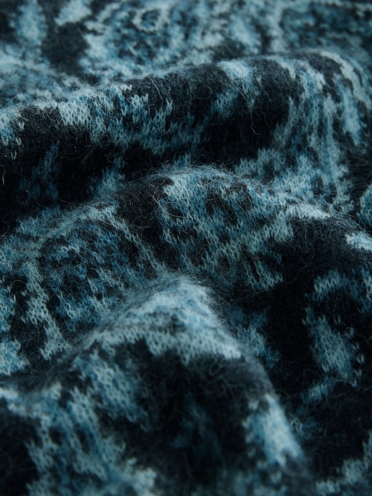Blue Paisley Relaxed Fit Paisley Pattern Crew Jumper with Wool - Image 8 of 8