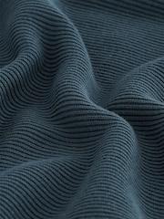 Slate Blue 100% Cotton Rib Texture Crew Jumper - Image 8 of 8