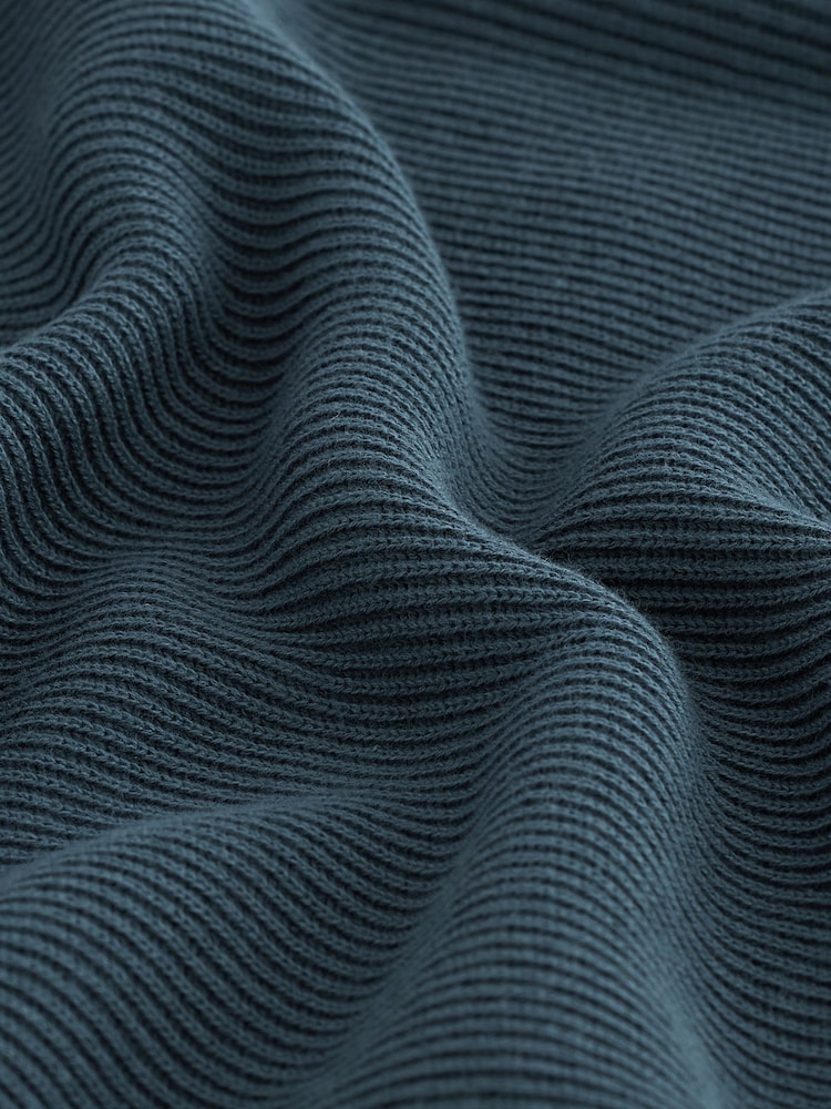 Slate Blue 100% Cotton Rib Texture Crew Jumper - Image 8 of 8 Slate Blue 100% Cotton Rib Texture Crew Jumper - Image 8 of 8