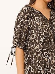 Yours Curve Brown Ric  Rac Blouse - Image 4 of 5