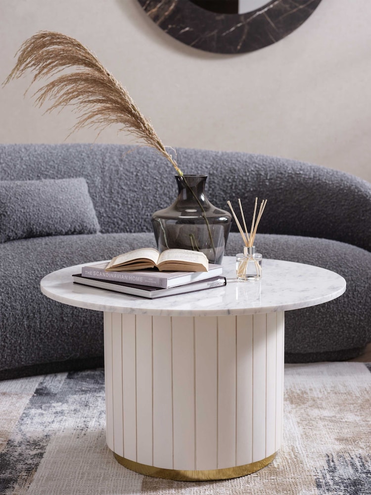 Barker and Stonehouse White Calliope Marble 75cm Coffee Table - Image 1 of 5