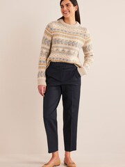 Boden Blue Bi-Stretch Tapered Trousers - Image 3 of 6