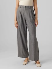 VERO MODA Grey Wide Leg High Waisted Smart Tailored Trousers - Image 1 of 5