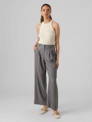 VERO MODA Grey Wide Leg High Waisted Smart Tailored Trousers - Image 3 of 5