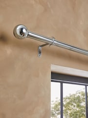 Chrome Ball Finial Extendable Curtain 28mm Pole Kit - Image 3 of 5