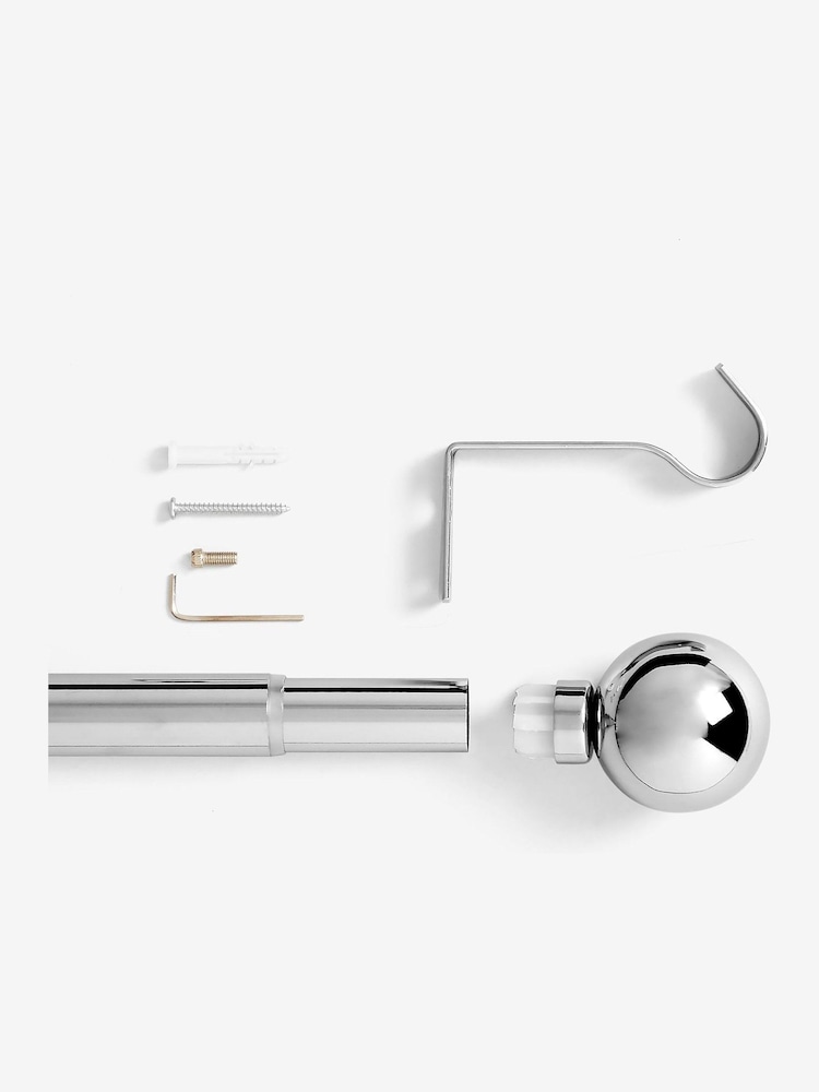 Chrome Ball Finial Extendable Curtain 28mm Pole Kit - Image 5 of 5