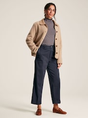 Joules Sadie Tan Brown Button Up Borg Fleece Jacket - Image 4 of 7