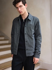 Grey Smart Textured Shacket - Image 1 of 15