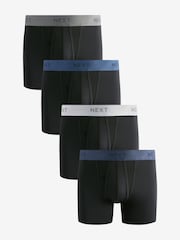 Black Bright Metallic Waistband Motionflex A-Fronts Boxers 4 Pack - Image 1 of 7