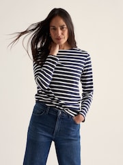 أزرق داكن - Seasalt Cornwall Sailor Cotton Long Sleeve Top - صورة 1 من 5