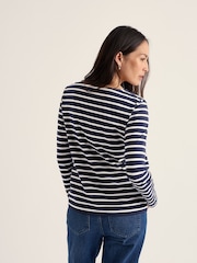 أزرق داكن - Seasalt Cornwall Sailor Cotton Long Sleeve Top - صورة 3 من 5