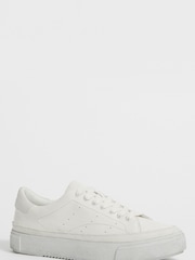 AllSaints White Low Top Lace-Up Trish Trainers - Image 1 of 3