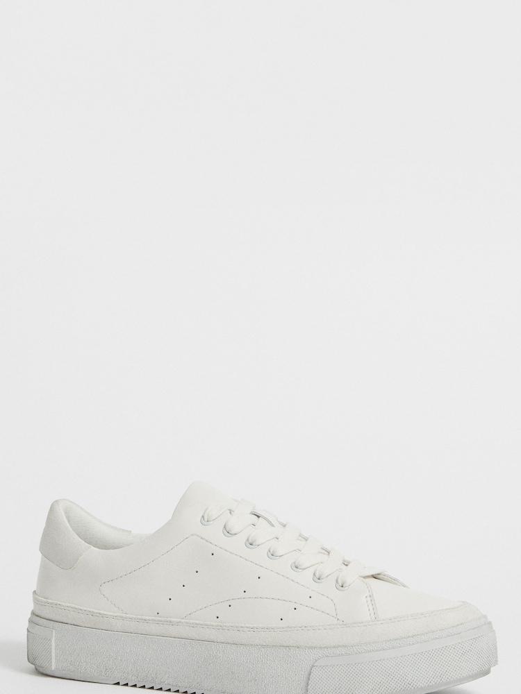 AllSaints White Low Top Lace-Up Trish Trainers - Image 1 of 3