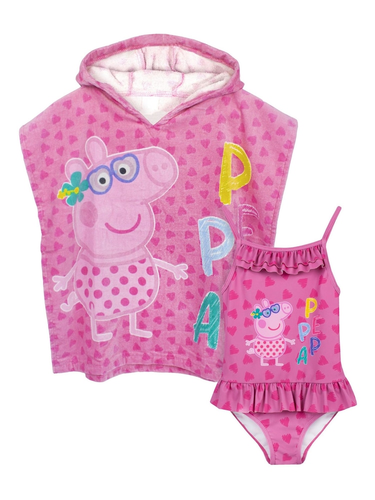 Conjunto de maiô e poncho de toalha Vanilla Underground Girls Peppa Pig. - Imagem 1 de 5